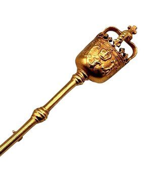 ALVA MUSEUM REPLICAS RICH GOLDEN LONG ROYAL CROWN SCEPTER PIN 51